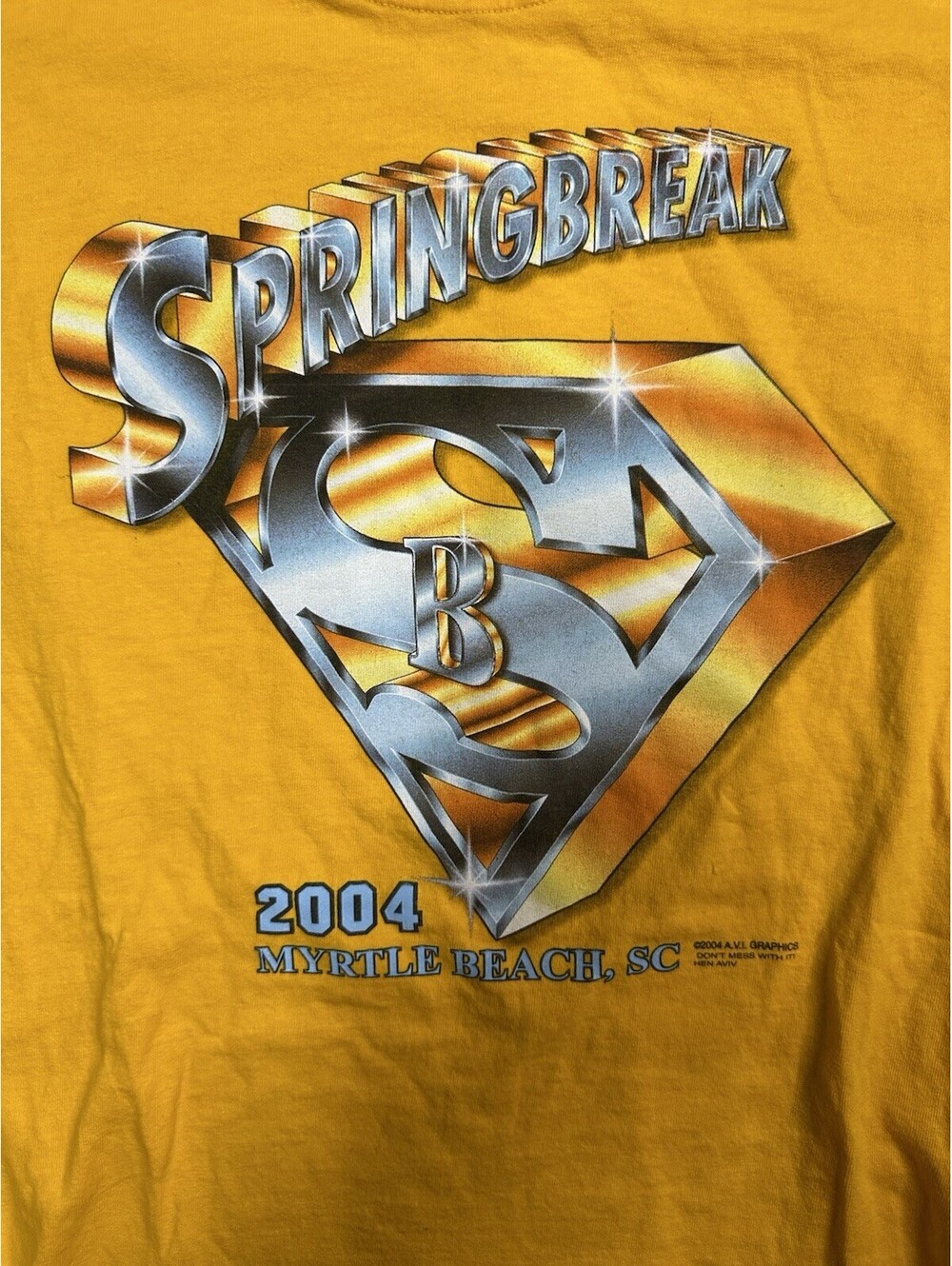 Vintage 2004 Spring Break Myrtle Beach SC Graphic T Shirt Jerzees Large Y2K